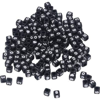 300 stuks Nummerkralen Zwarte Kubus Acryl Nummerkralen voor DIY Sieraden Maken Armbanden Kettingen Sleutel black