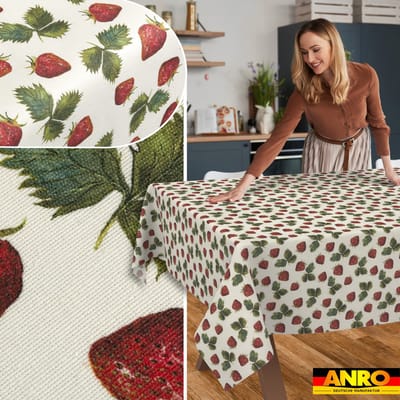 ANRO Tafelkleed Ornamentele bloemen Beige 160x140cm Rechte rand Afwasbaar Waterafstotend