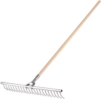 KADAX Hark, hooikhark met lange steel van hout, brede hark voor tuin, bloembed, gazon, comfortabele hark, gazonhark, bladhark, tuingereedschap, tuingereedschap (aluminium)
