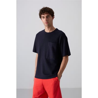 Oversized Katoenmix T-Shirt met Ronde Hals en Pocket