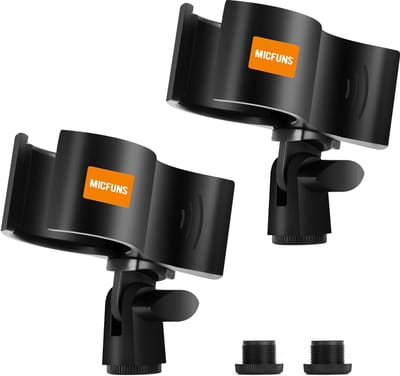 Verstelbare microfoonclip met slanghouder en schroefadapter voor microfoons met buitendiameter van 32-60 mm - set van 4