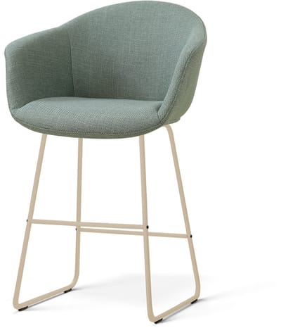 Nolon Nino-Otis Barkruk Saliegroen - Beige Onderstel - 65 Cm - Japandi - Armleuning - Stoffen - Barstoel