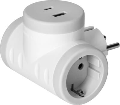 Orno Doorvoerstekker met USB A & C -Splitter met 2 stopcontacten - Wit