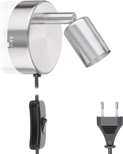 Wandlamp Binnen met Snoer - Wandlamp met Stekker voor Binnen - met Dimbare Schakelaar - Industrieel en Vintage - Slaapkamer Bedlampje - Verlichting