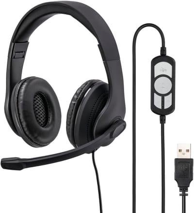 PC Headset - Computer Koptelefoon - Kantoor Werk - USB Connectiviteit - 30 Gram - Zwart
