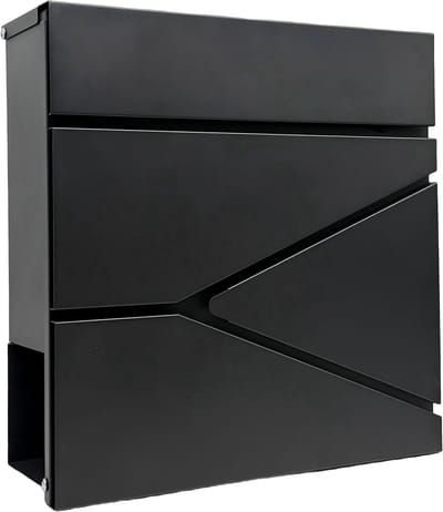 Brievenbus met slot - 37x37x11 cm - krantenvak - metaal - zwart