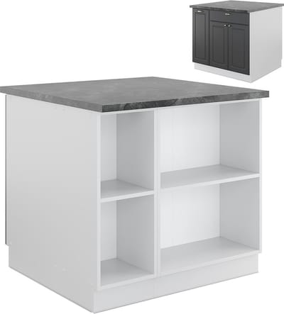 Vicco Fame-Line Keukeneiland – 90 cm met lade, zonder werkblad Antraciet-Goud/Wit