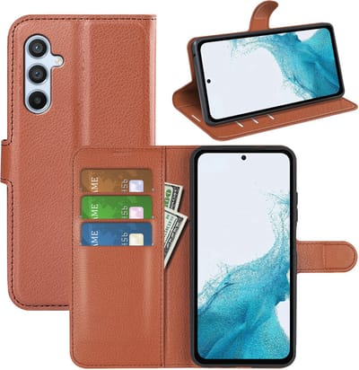 MobyDefend Hoesje - Geschikt voor Samsung Galaxy A54 - Kunstleren Wallet Book Case (Sluiting Voorkant) - Bruin