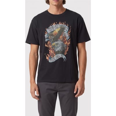 The Kooples Short-sleeved T-shirt With Print On The Front Black Washed Größe: XS | Bedruckte T-Shirts Outlet | Herren | Schwarz