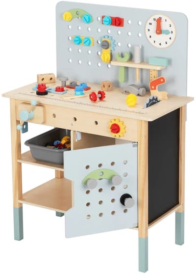 BusyKids Speelgoed Werkbank - Inclusief Accessoires - Jongens Kinder Gereedschap - 42 Delig - Gereedschap Speelgoed