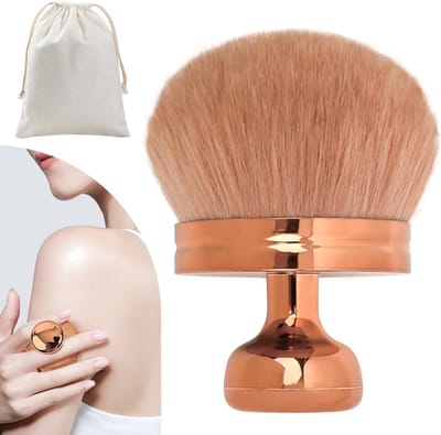 Grote Kabuki Make-up Borstel voor Zelfbruiners, Geschikt voor Gezicht, Hals en Lichaam, Ideaal voor Nat en Droog Gebruik met Opbergtasje