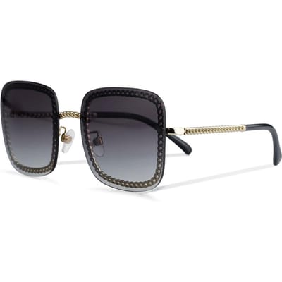 Chanel Modeketting Vierkante Plastic Zonnebril Dames zonnebril CH4244-C395S6-PALE-GOLD Basic Packaging-Eyeglass Case+Box,F,Light Gold