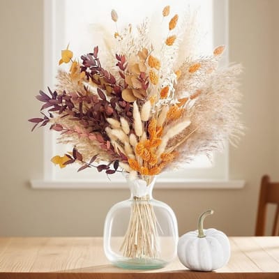 64 stuks Gedroogde Bloemen Pampasgras en Riet voor Herfst en Boho Decoratie Binnen