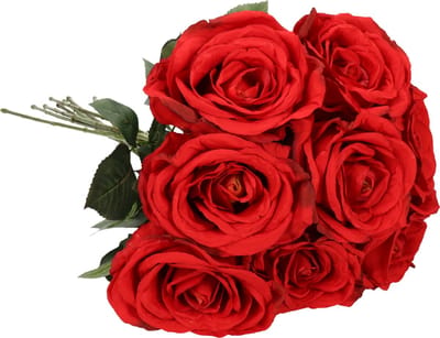 Top Art Kunstbloemen boeket roos Nova - 8x - rood - 75 cm - kunststof steel - decoratie bloemen