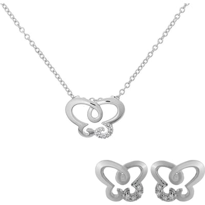 Orphelia 'Joya' Dames 925 Sterling Zilveren Set: Ketting-Hanger + Oorbellen - Zilver SET-7088