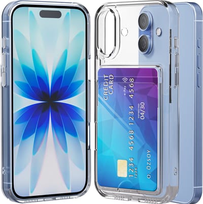 Hoesje geschikt voor iPhone 17 - Pasjeshouder - Transparant - met Kaarthouder - Kristalhelder - Hard Case - hoes