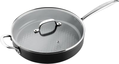 ISENVI Victoria Forged Hapjespan met Deksel - 30 cm - Keramisch - RVS Greep - Geschikt voor Inductie - PFAS, PTFE Vrij