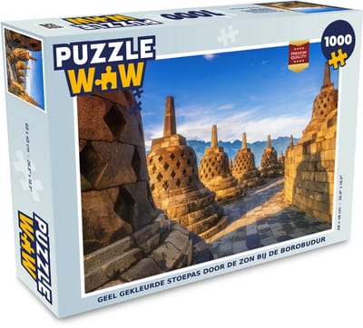 Puzzel Geel gekleurde Stoepas door de zon bij de Borobudur - Legpuzzel - Puzzel 1000 stukjes volwassenen