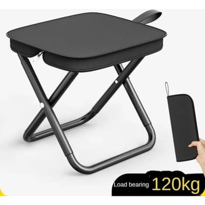 Chaise Pliante Multifonctionnelle Portable pour Pique-Nique en Plein Air, Tabouret de Pêche Ultra Léger, Tabouret de Voyage, Accessoires de Pêche 26*23*26cm noir