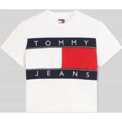 Tommy Hilfiger Regular Flag Ss Tee Ancient White Maat: S | Tops Outlet | Dames | Blauw