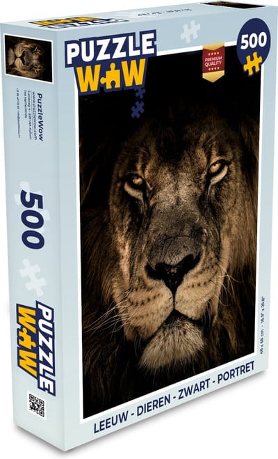 Puzzel Leeuw - Dieren - Zwart - Portret - Legpuzzel - Puzzel 500 stukjes