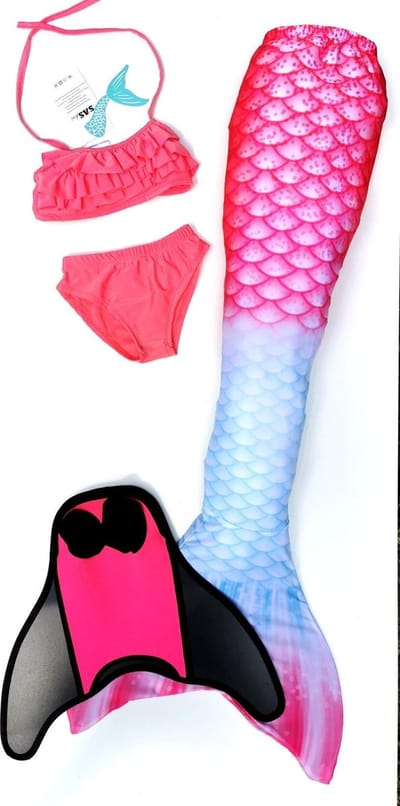 Zeemeermin staart set| Mermaid staart, Bikiniset en Monovin | Pastel maat 150 |Staartpuntbescherming!