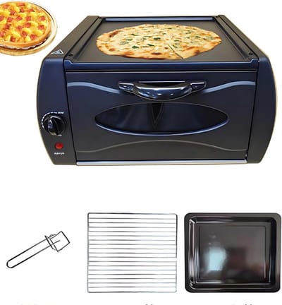 Elektrische Pizzaoven - Tandoori Oven Mini Oven - Thuis Koken - Anti-aanbak Gecoate Plaat - 14L - Zwart