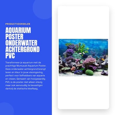 Aquarium Poster Onderwater Zee Koraal - PVC Achtergrond - Zelfklevend - Decoratief Papier - Optionele Afmetingen - Gloednieuw - Achtergrondfolie