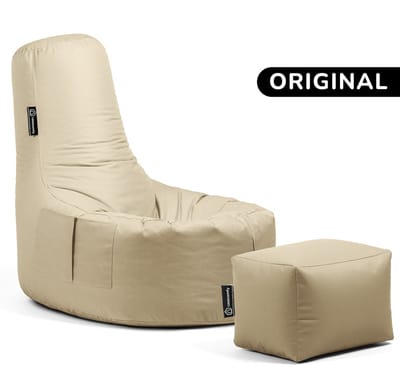 Casacomfy Gamer Original - Zitzak met Voetbankje - Volwassenen & Tieners - Ergonomisch - Waterbestendig - Beige
