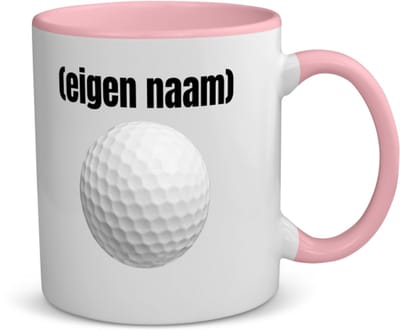 Akyol - golfbal met eigen naam koffiemok - theemok - roze - Golf - golfers - leuk cadeau voor iemand die houdt van golfen - cadeau - kado - 350 ML inhoud