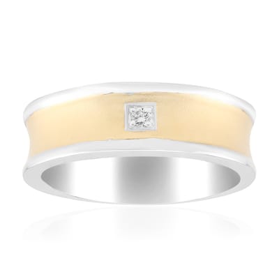 Cavill - Zilveren Ring - 925 Sterling Zilver - I1 (G) Diamant 0,02 ct - Ronde Briljant Pavé - Tweekleurig Zilver-Goud - Luxe Moderne Vrouwenring