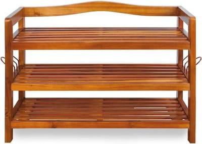 Schoenenrek 85x26x62cm met 3 Niveaus en 120 kg Laadvermogen - Massief Acaciahout - Donkerbruin