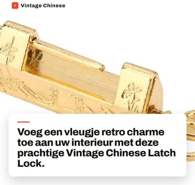 Dailygoods- Decoratieve Slot - Vintage Chinese Slot - Antieke Beugel - Retro Ontwerp - Zinklegering - Sieradenbox Beveiliging