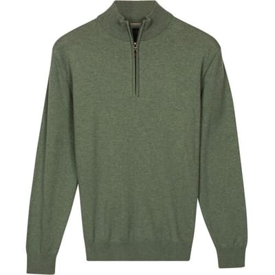 Baileys Trui Uni Color Half Zip Pima Cotton Thyme Green / male