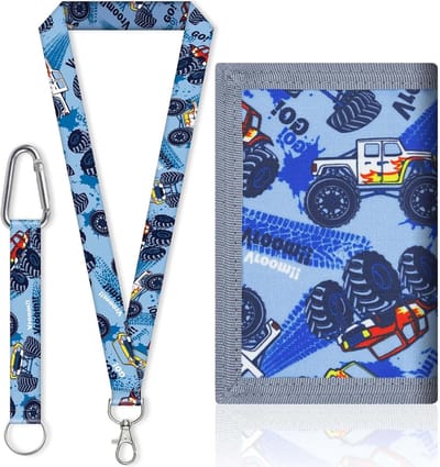 Slimme Jongens Portemonnee met Kaartslots, Cartoon Design, Ideaal voor Reizen en Gaming, Inclusief Lanyard en Canvas Buitenportemonnee