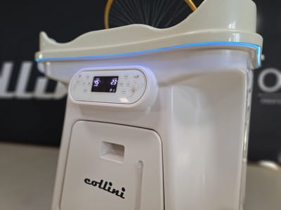 Collini Mobiele Japanse headspa HYDROGLOW inclusief Hoofdstoomer | waterbak & afvalbak geintergreerd, verrijdbaar en wateropslag van 50 liter