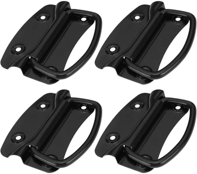 Dailygoods- Borsthandvat Zwart - 4 Stuks - 100 x 70 mm - Koudgewalst Staal - Corrosiebestendig - Voor Gereedschapskist/Transportcontainer - Handgreep