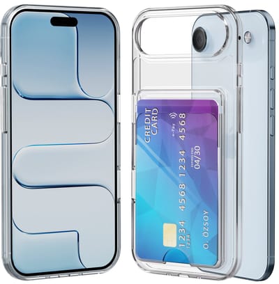 Hoesje - geschikt voor iPhone 17 Air - Pasjeshouder - Transparant - Met Kaarthouder - Kristalhelder - Hard Case
