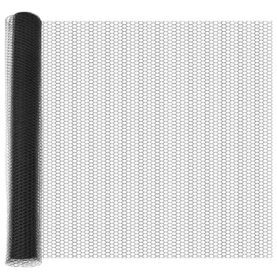 vidaXL - zeshoekig - gaasgek - met - palen - 25 - x - 1,4 - m - PVC-Coated - Staal - Grijs