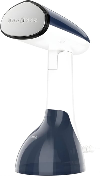 Ploutos® Kledingstomer - Verticaal strijkijzer - Kledingontkreukelaar - Wit/Blauw - 14cm x 11cm x 26cm