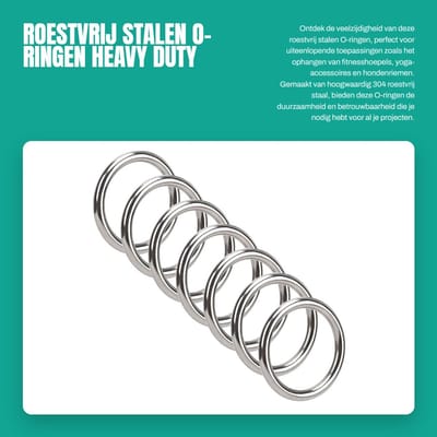Dailygoods- O-ring 1,6/2 Inch - 304 Roestvrij Staal - Heavy Duty - Niet-gelast - Set van 7 - Duurzaam en veelzijdig - Metalen Ring
