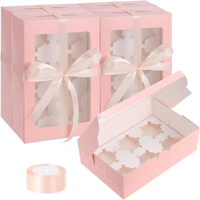 20 Stuks Cupcake Dozen met Venster, Roze Dozen voor Taartjes, Gebak, Koekjes en Desserts