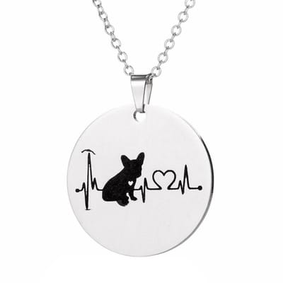 Fako Bijoux® - Ketting Met Hanger - Stainless Steel - RVS - Staal - Bulldog Hartslag - Zilverkleurig