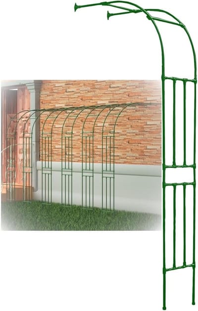 Rozenboog Metaal - Tuinboog Klimrooster - Planten Ondersteunen - Gepoedercoat Staal - 240 cm Hoog - Zwart