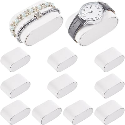 12 Stuks Witte Kussens voor Horlogedozen - PU Leren Pillows voor Armbanden en Sieradenopslag - Perfect voor Beurzen en Presentaties 7.3x4.3x3.8cm