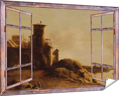 Gards Tuinposter Doorkijk Landschap - Claude de Jongh - 180x120 cm - Tuindoek - Tuindecoratie - Wanddecoratie buiten - Tuinschilderij