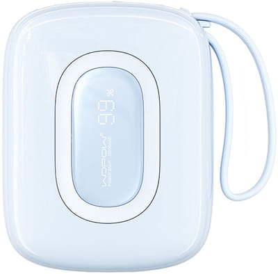Wopow Powerbank met ingebouwde USB-C & Lightning Kabels, SQ63, 10.000mah, 22.5W, Blauw, 6933185735730