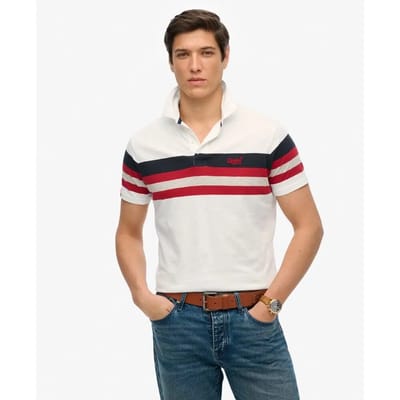 Superdry Lightweight Stripe Korte Mouw Poloshirt Wit S Man