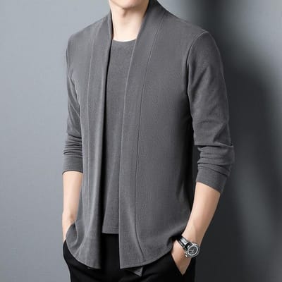 Herfst en Winter Nieuwe Heren Jong en Middelbaar Fleece T-shirt met Lange Mouwen Fake Twee Cardigan Top Heren XXXXL