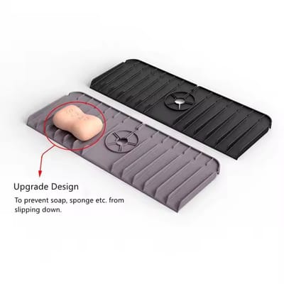 Zirkle Siliconen Kraanmat Keuken – Flexibele Wateropvangmat voor Kraan – Antislip Gootsteenmat – Spatwater Opvangmat voor Aanrecht, Badkamer & Wasruimte – Grijs
